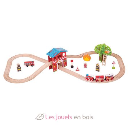 Circuit de train Caserne de pompiers BJT037 Bigjigs Toys 1