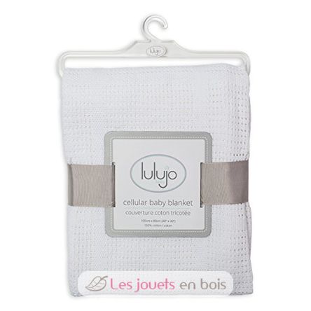 Couverture tricot de coton - Blanche LLJ-121-010-001 Lulujo 3