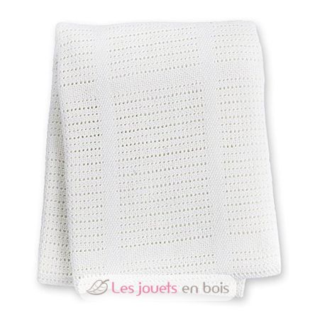 Couverture tricot de coton - Blanche LLJ-121-010-001 Lulujo 2