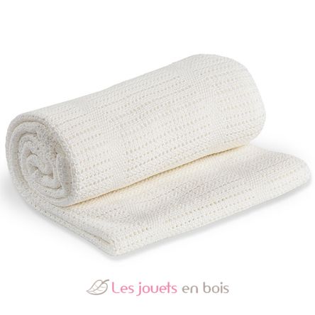 Couverture tricot de coton - Blanche LLJ-121-010-001 Lulujo 1