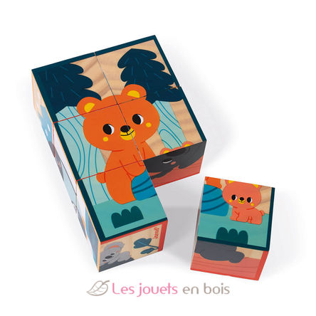 6 cubes en bois Animaux J08622 Janod 1