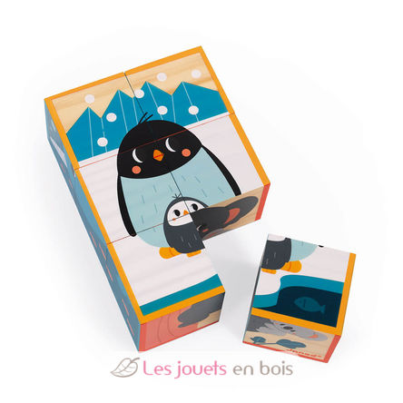 6 cubes en bois Animaux J08622 Janod 4