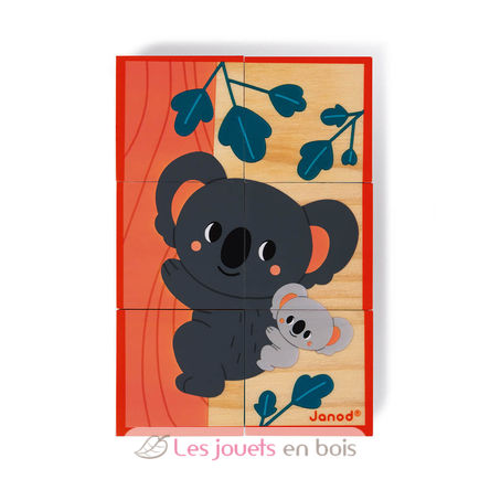 6 cubes en bois Animaux J08622 Janod 7