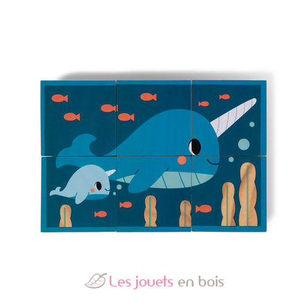 6 cubes en bois Animaux J08622 Janod 9