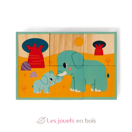 6 cubes en bois Animaux J08622 Janod 8