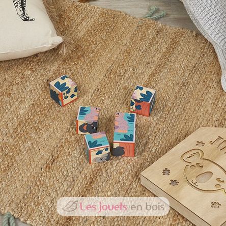 6 cubes en bois Animaux J08622 Janod 2