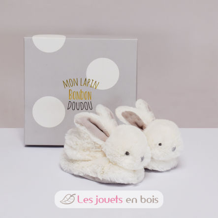 Chaussons Lapin Bonbon taupe 0-6 mois DC1310 Doudou et Compagnie 4