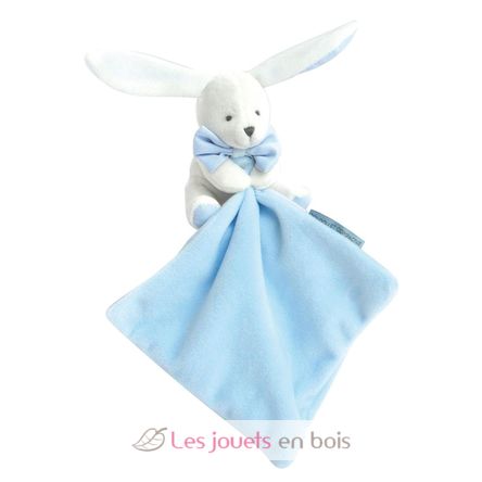 Doudou Lapin Mouchoir bleu boite Fleur DC3338 Doudou et Compagnie 2