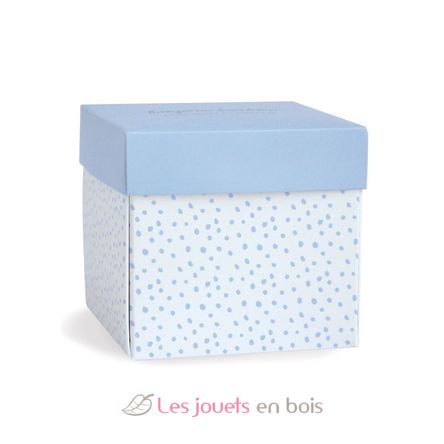 Doudou Lapin Mouchoir bleu boite Fleur DC3338 Doudou et Compagnie 3