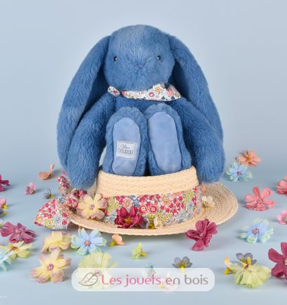 Peluche Lapin Fleurette bleu 25 cm DC4299 Doudou et Compagnie 3