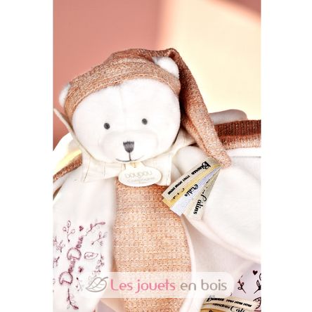 Doudou plat pétales Ours Rose 25 cm DC4332 Doudou et Compagnie 6