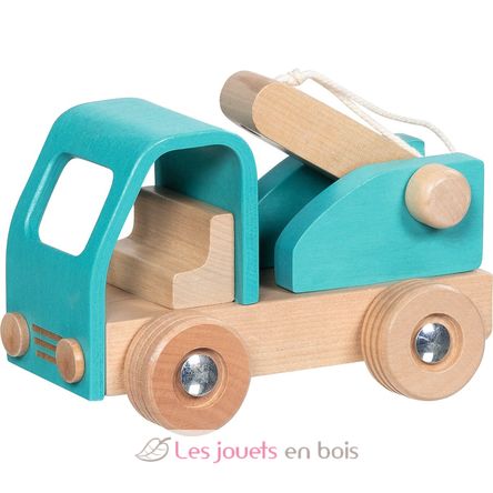 Dépanneuse en bois bleue GK55837 Goki 3