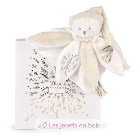 Doudou plat pétales Ours Blanc 25 cm DC4342 Doudou et Compagnie 1
