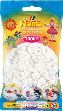 Sachet 1000 perles plastique Midi Blanc HAMA-207-01 Hama 1