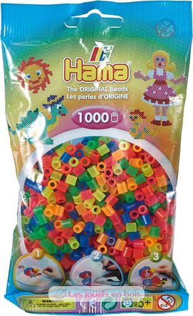 Sachet 1000 perles plastique Midi néon mix HAMA-207-51 Hama 2