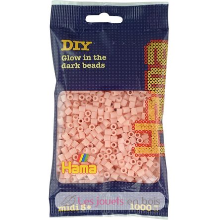 Sachet 1000 perles plastique Midi mix Rose phosphorescent HAMA-207-56 Hama 1