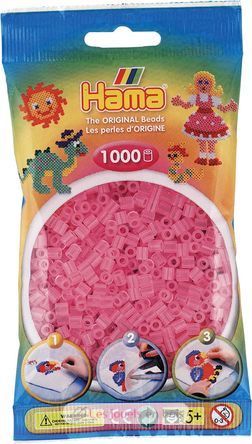 Sachet 1000 perles plastique Midi rose transparent HAMA-207-72 Hama 1