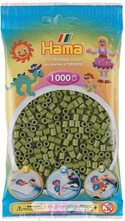 Sachet 1000 perles plastique Midi Vert olive 207-84 Hama 2