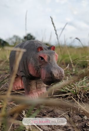 Figurine Hippopotame en bois WU-40457 Wudimals 3