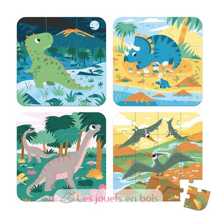 4 puzzles évolutifs Dinosaures J02541 Janod 3