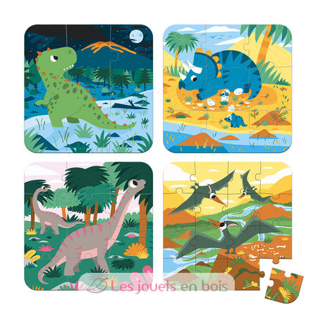 4 puzzles évolutifs Dinosaures J02657 Janod 2