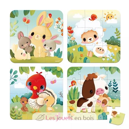 4 puzzles évolutifs Animaux Ferme J03319 Janod 2