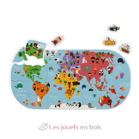 Puzzle carte des explorateurs du bain J04719 Janod 5