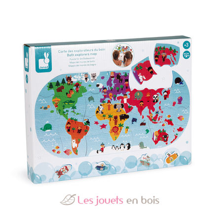 Puzzle carte des explorateurs du bain J04719 Janod 1