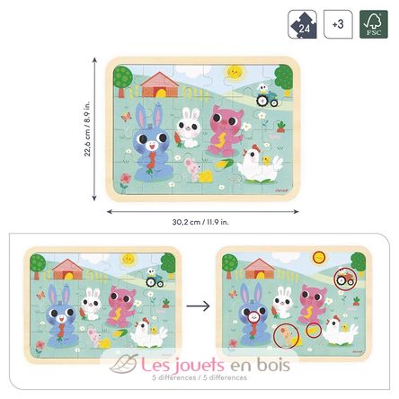 Puzzle en bois A la ferme 24 pièces J07126 Janod 2