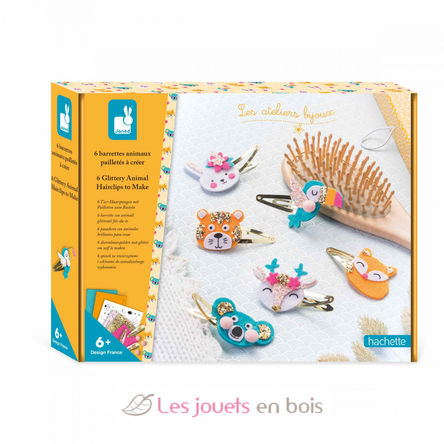 6 barrettes animaux pailletés à créer J07997 Janod 1