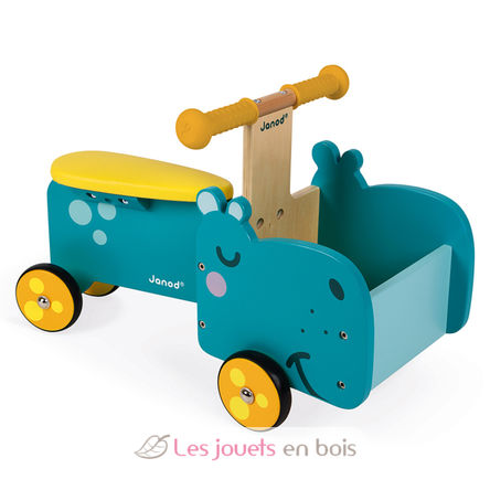 Porteur Hippo - Janod - Jouets 1er âge en Bois. De 1 à 3 ans