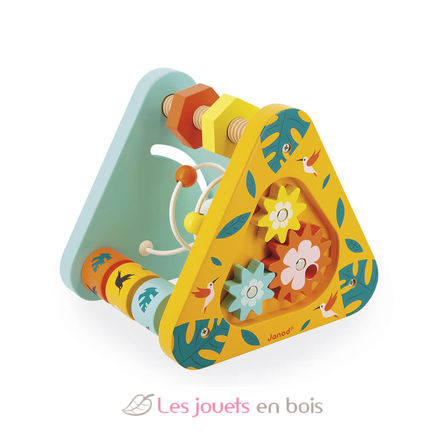 Triangle Multi activites Tropik Janod J08268 Boite d activites triangle Cube eveil Jouet bois
