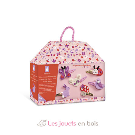 6 barrettes pailletées Flower Garden à créer J09179 Janod 1