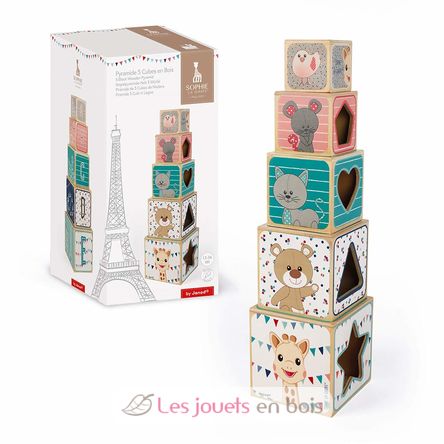 Pyramide 5 cubes Sophie la Girafe J09503 Janod 2
