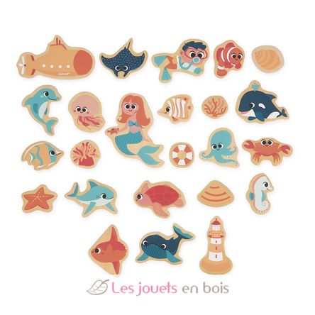 Magnets Monde marin 24 pièces J09649 Janod 2