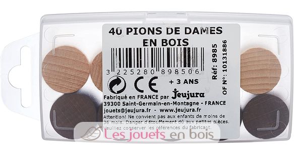 Boîte 40 pions dames en buis JJ8985-5102 Jeujura 3