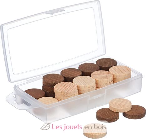 Boîte 40 pions dames en bois JJ8985-5102 Jeujura 1