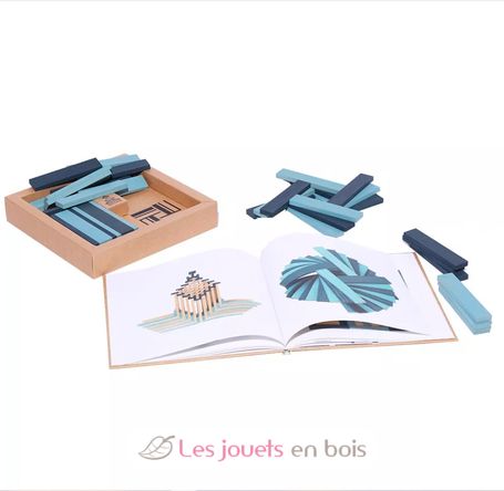Coffret 40 planchettes bleu ciel et bleu foncé avec livre KABLBP21-4357 Kapla 4