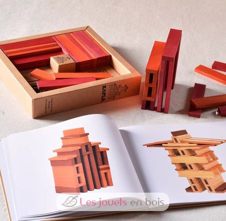 Coffret 40 planchettes rouges et orange avec livre d'art KARLRP22-4356 Kapla 5