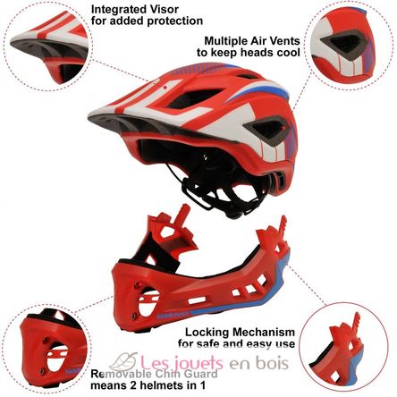 Casque vélo intégral rouge M - Kiddimoto - De 4 à 10 ans