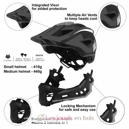 Casque vélo intégral noir rouge bleu S KMHFF08S Kiddimoto 2