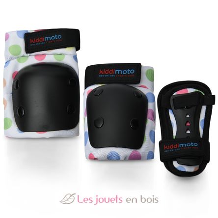 Set de protections enfant Pastel Dotty Kiddimoto - Genouillères, coudières  et protèges-poignets