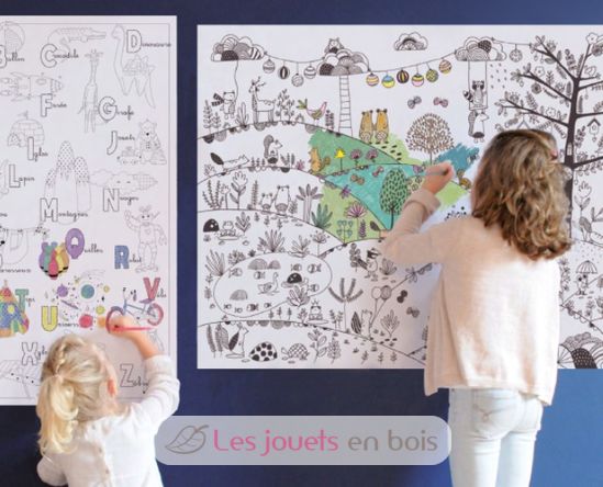 Poster géant à colorier Forêt enchantée - Coloriage pour enfant