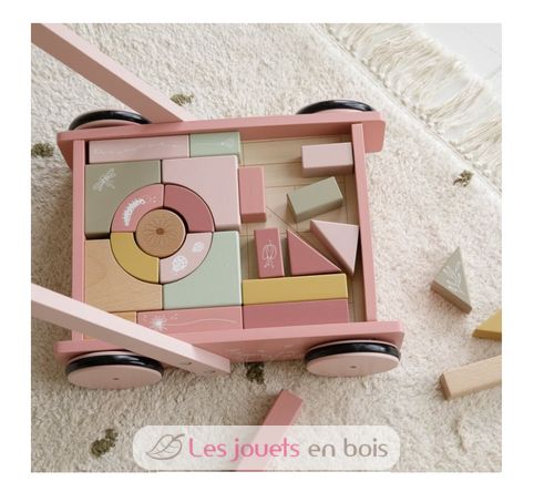 Chariot de marche en bois rose