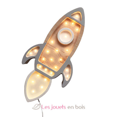 Lampe fusée Space rocket en bois faite main, Little Lights