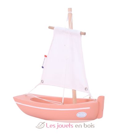 Tirot - Le bâchi bateau jouet en bois 17 cm coque rouge