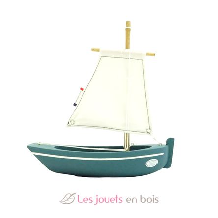 Bateau-jouet en bois bleu Sloop 21 cm Maison Tirot