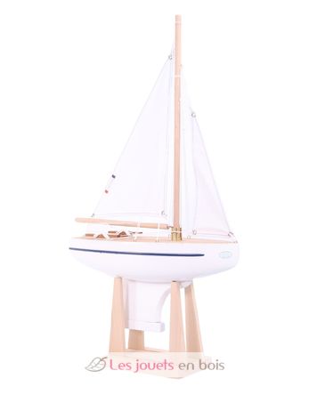 Bateau-jouet en bois bleu Sloop 21 cm Maison Tirot