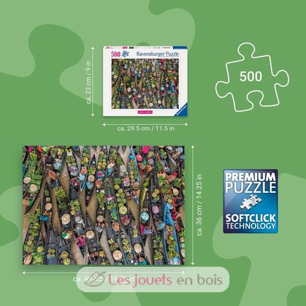 Puzzle Marché flottant en Indonésie 500 pcs RAV12001813 Ravensburger 3