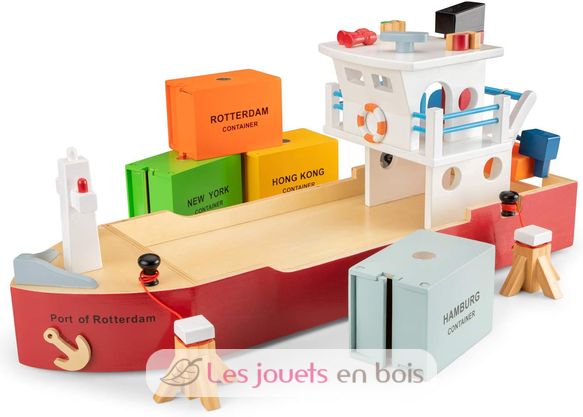 Bateau-container avec 4 containers NCT-10900 New Classic Toys 1